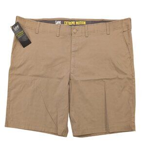 LEE Extreme Motion Flex Shorts 48 Performance Stretch Moisture Wicking Khaki Tan